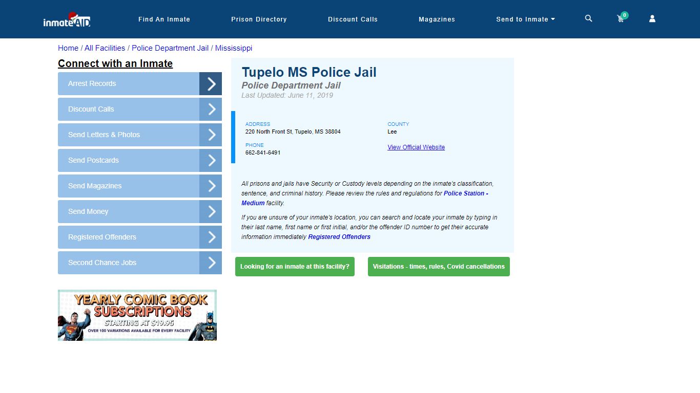Tupelo MS Police Jail & Inmate Search - Tupelo, MS